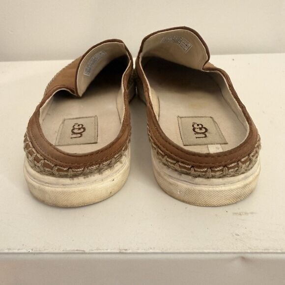UGG Shoes Womens 7.5 Brown Chestnut Leather Caleel Mule Flat Slip On 1010102 - Picture 5 of 7